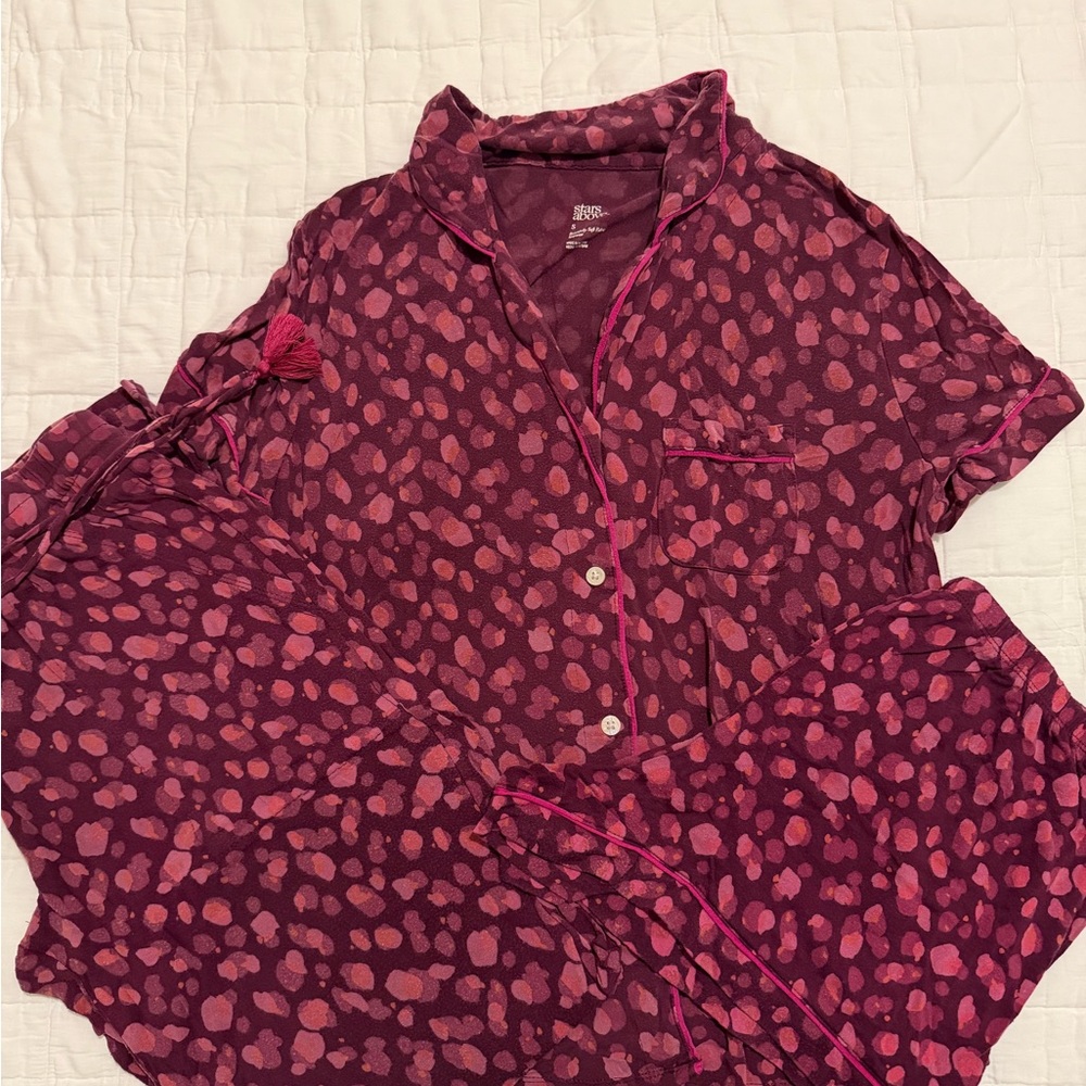 3 Piece Burgundy and Pink Pajama Set